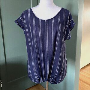 Blue Detailed Short-Sleeve Shirt | W5 | Anthropologie | XL